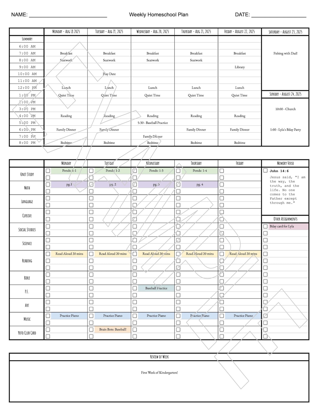 Customizable Homeschool Schedule & Assignment Checklist - ALL IN ONE ...