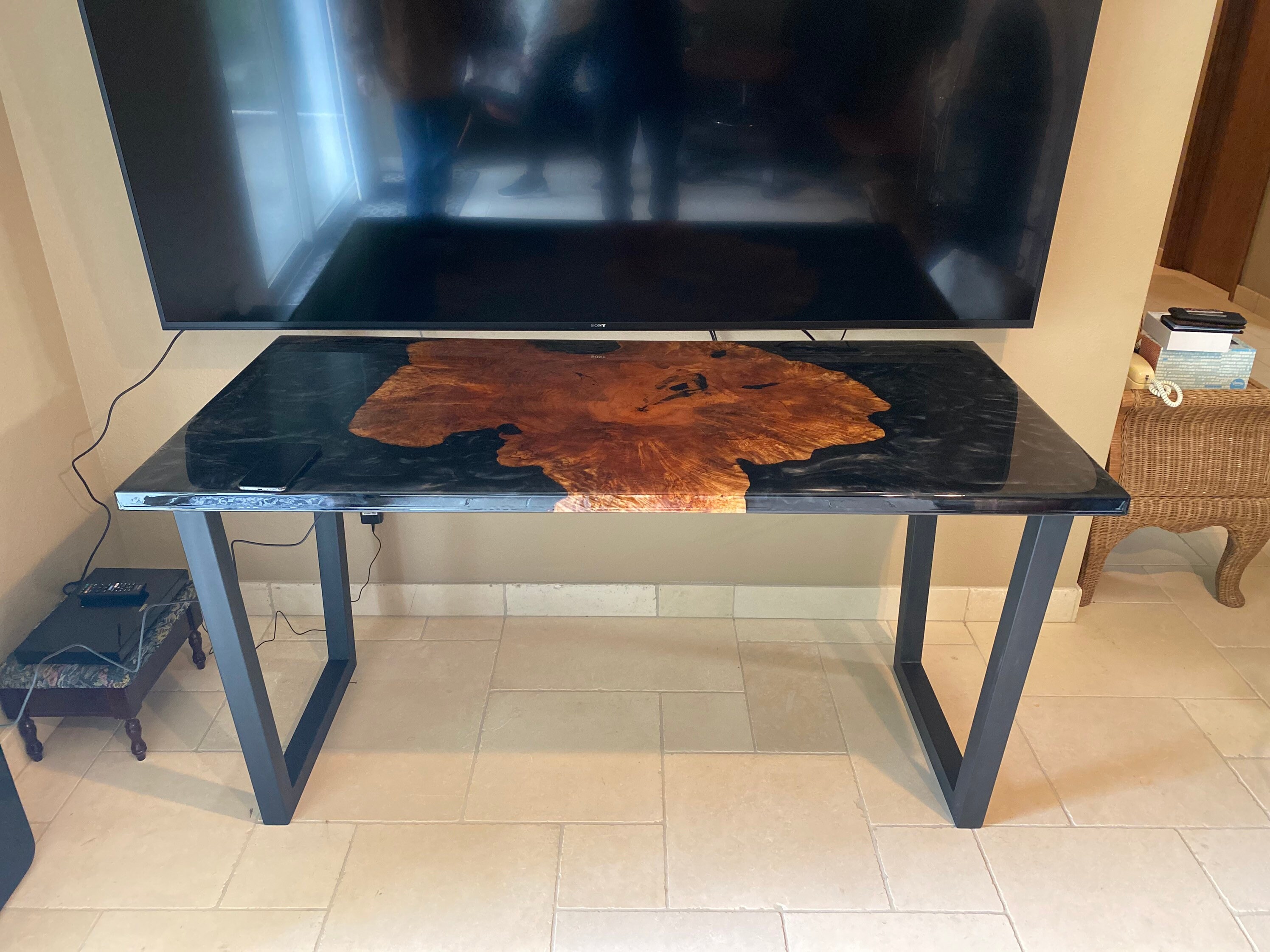 Sold***custom Desk With Wireless Charging - Etsy