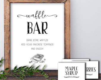 Waffle Bar sign. Instant download printable. Breakfast table decor. Church. Wedding. Shower. Birthday. Anniversary. Christmas decoration.