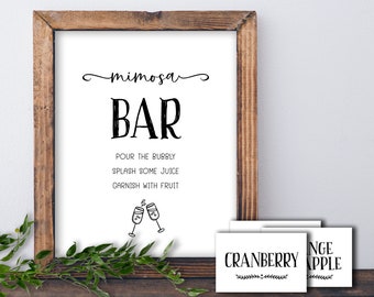 Mimosa Bar sign. Instant download printable. Rustic printable party sign. Birthday print Christmas New Years Eve Wedding Bridal Shower decor