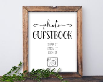 Foto Gästebuch Schild. Snap-It-Stick-It-Sign-It. Sofortiger Download zum Ausdrucken. Hochzeitsfotoautomat. Selfie-station-Print. Instax Gästebuch.
