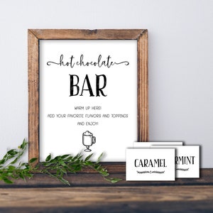 Hot Chocolate Bar sign. Instant download printable. Hot cocoa table decor. Wedding. Shower. Birthday. Anniversary. Christmas decoration.