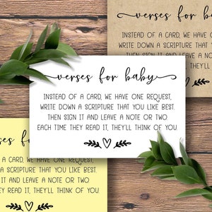 Versets pour bébé. Téléchargement instantané imprimable. Nouvel insert de carte d'invitation de bébé. Invitation de douche de bébé ajoutée. Écriture pour le baptême Baptême.