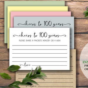 Proost op 100 jaar. Verjaardagskaarten. Instant download afdrukbaar. Deel een favoriete herinnering of een wensteken. Honderd verjaardag. 100e.