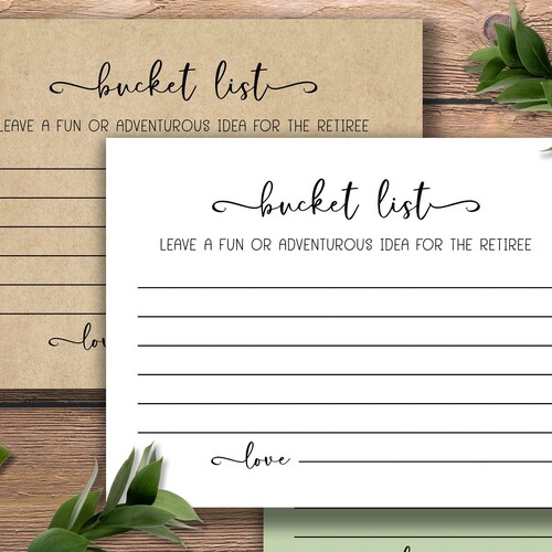 Bucket List Cards for Retirement. Instant Download Printable. Etsy