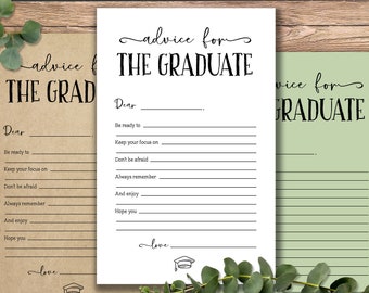 Advice for the Graduate. Graduation game. Instant download printable. Words of wisdom party card. Wishes for high school, college, middle.