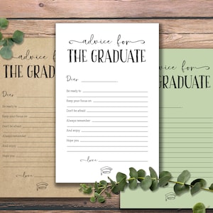 Advice for the Graduate. Graduation game. Instant download printable. Words of wisdom party card. Wishes for high school, college, middle.