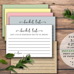 Tarjetas de lista de deseos para graduados. Descarga instantánea imprimible. Idea de fiesta de graduación. Deje una idea divertida o aventurera para el graduado. Graduado..