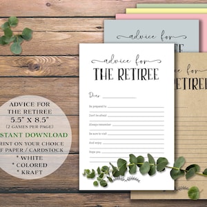 Conseils pour le retraité. Jeu de retraite. Téléchargement instantané imprimable. Paroles de carte de fête de sagesse. Voeux d'adieu. Quitter le travail de bureau.