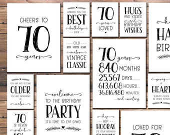 70th Birthday. Sign bundle. Instant download printable. Cheers to 70 Years. Poster pack. Party decorations. Table decor. 70 Years Loved.