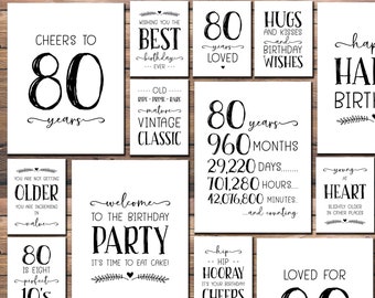 80th Birthday. Sign bundle. Instant download printable. Cheers to 80 Years. Poster pack. Party decorations. Table decor. 80 Years Loved.