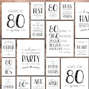 80er Jahre Geburtstag. Zeichenpaket. Sofortiger Download zum Ausdrucken. Ein Hoch auf 80 Jahre. Posterpackung. Partydekorationen. Tisch Dekor. 80er Jahre Geliebt.