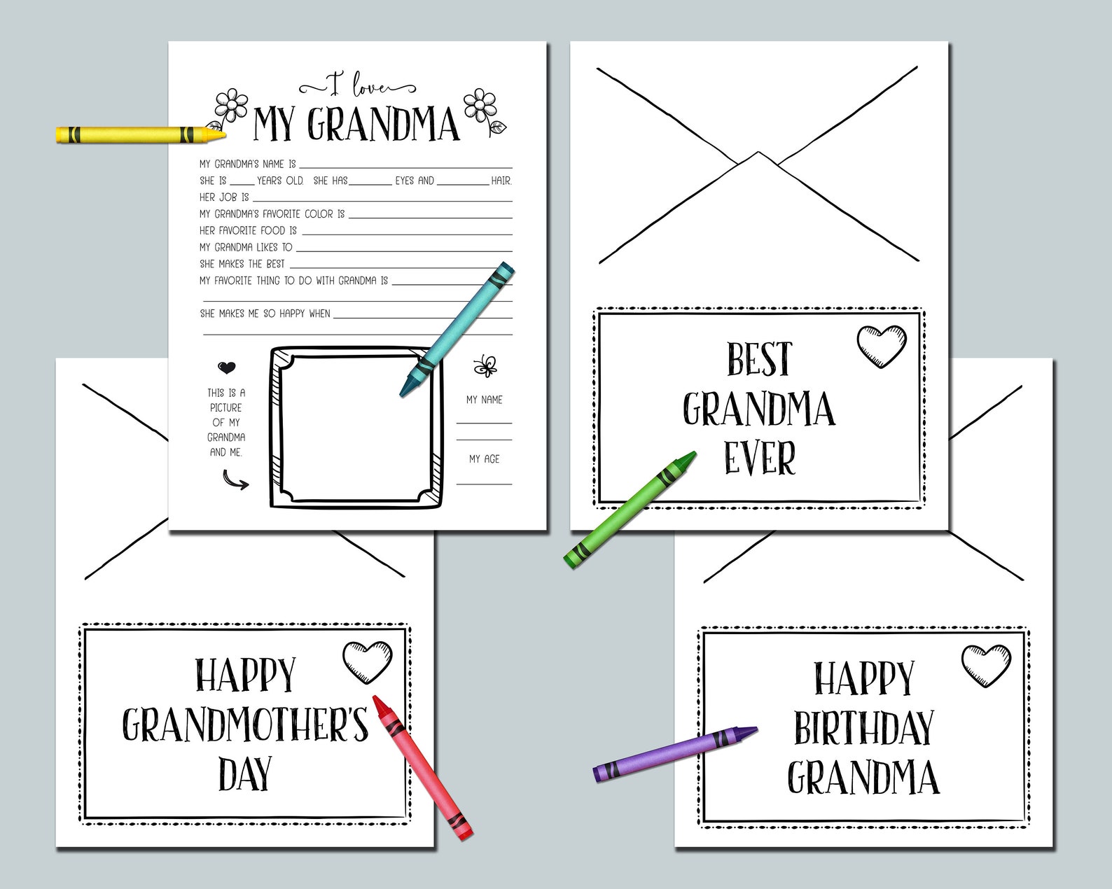 I Love My Grandma. Instant download printable. Kid's | Etsy