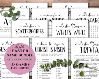 Christian Easter Games Bundle. Instant download printable. Holiday party pack. Girls Guys Bible study night. Kids activities. Church Family.