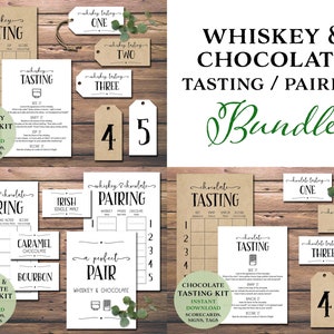 Dégustation de whisky et de chocolat - Ensemble d'accords. Téléchargement instantané imprimable. Trousse de fête. Cartes de pointage, signe, étiquettes. Gars, filles, idée de rendez-vous nocturne.