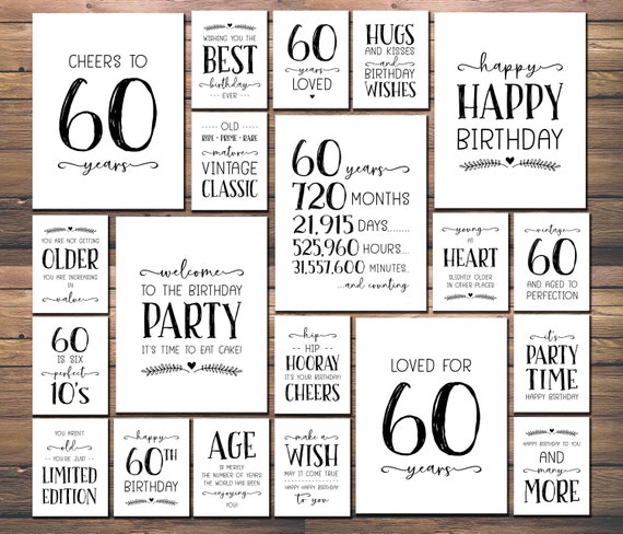 60th Birthday. Sign Bundle. Instant Download Printable. Cheers - Etsy