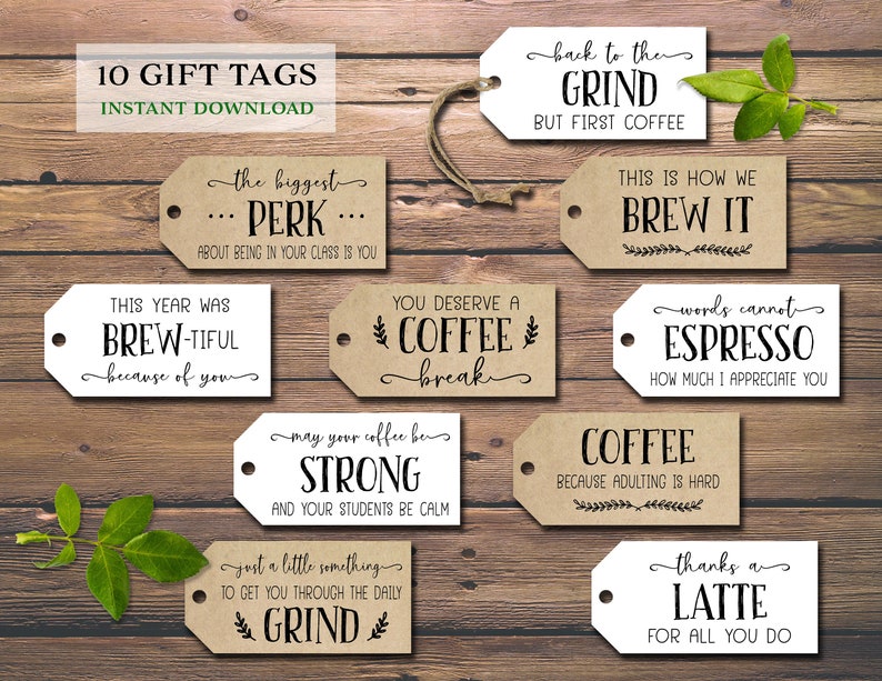 coffee-gift-tags-instant-download-printable-rustic-labels-etsy