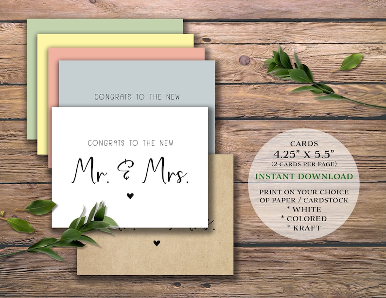Wedding Card. Instant Download Printable. Congrats to the New - Etsy
