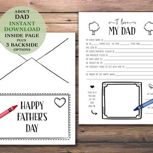 Alles über meinen Vater. Vatertagsaktivität. Sofortiger Download zum Ausdrucken. Klassenzimmerprojekt für Kinder. Fragebogen. Bester Papa aller Zeiten. Geburtstag.