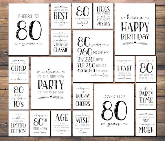 80th Birthday. Sign bundle. Instant download printable. Cheers to 80 Years. Poster pack. Party decorations. Table decor. 80 Years Loved.
