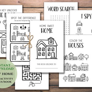Kid's Home Activity Book. Coloring Book. Instant download printable. Children's Activities Games Puzzles Color. Housewarming party favor. image 1