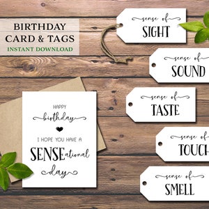 5 Senses Gift Tags & Birthday Card. Instant Download Printable. Five Senses  Gift for Him Her Child Kid Parent Friend Boyfriend Girlfriend. 