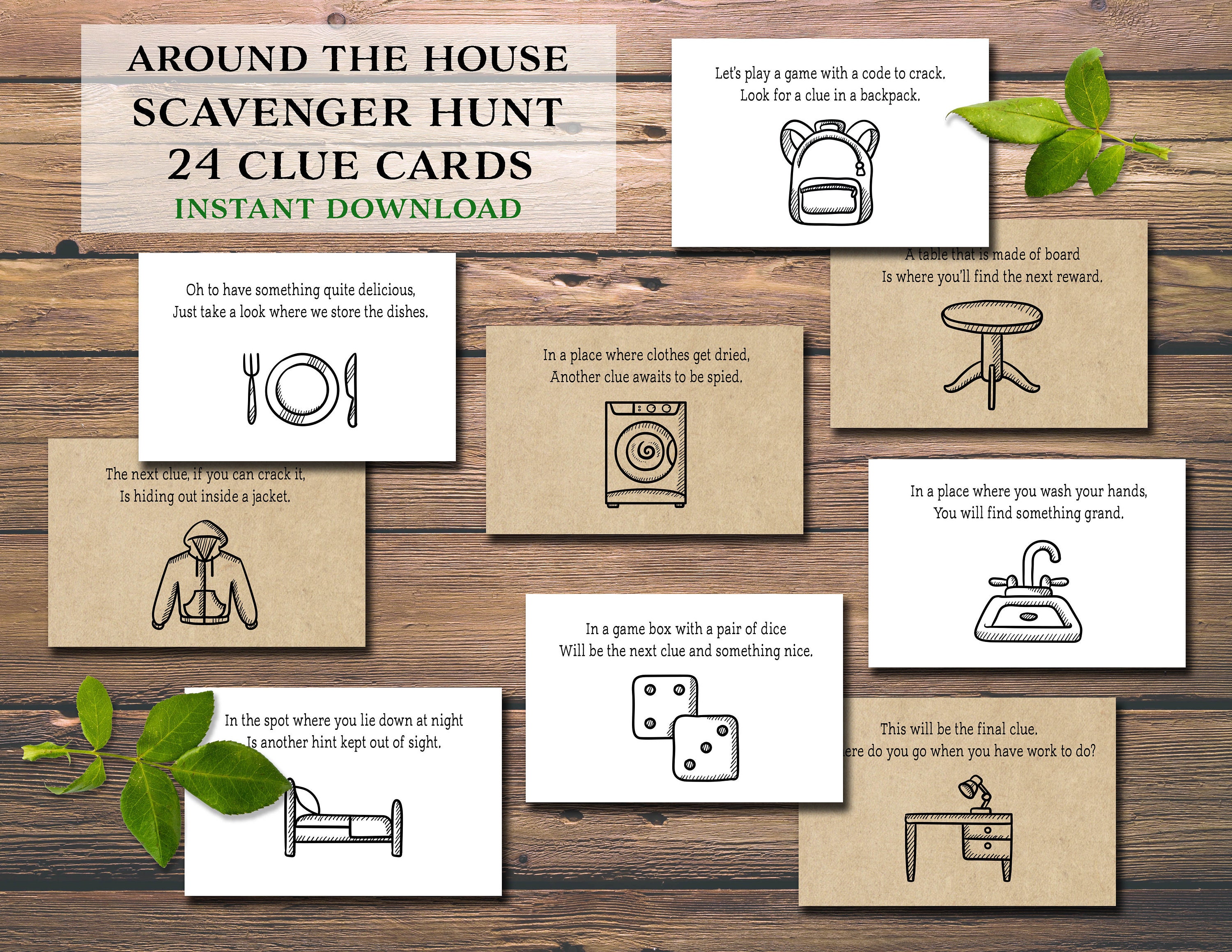 Scavenger Hunt for kids or adults. Around the House activity. | Etsy