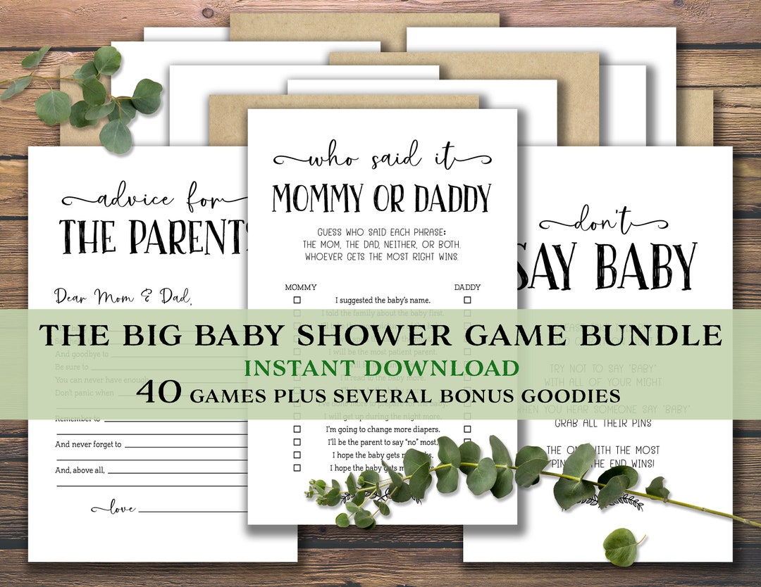 Big Baby Shower Game Bundle. Instant Download Printable. Baby Games ...