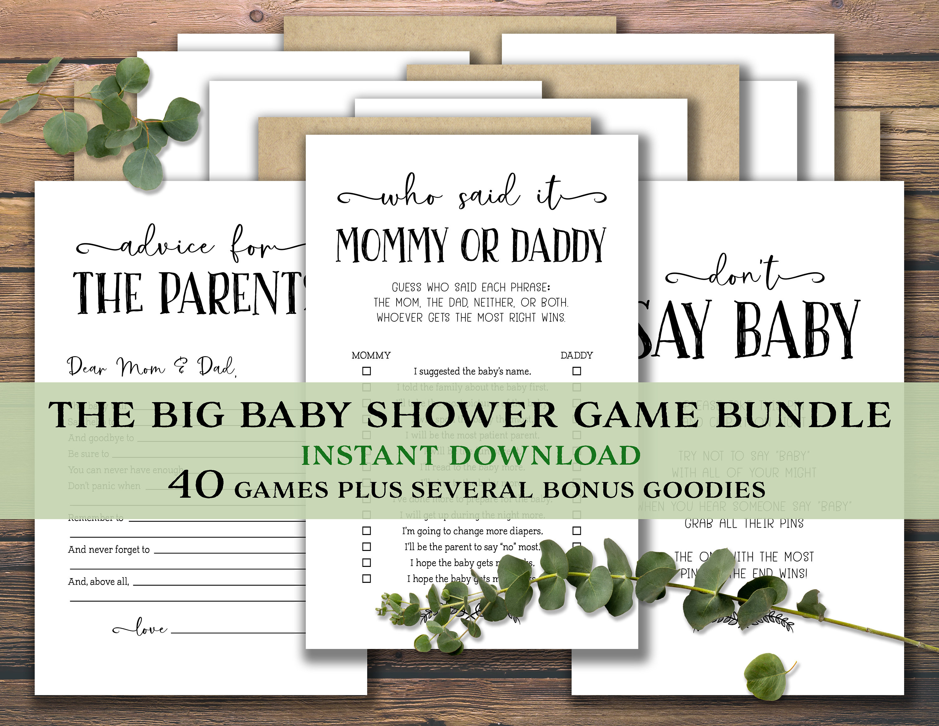 Big Baby Shower Game Bundle. Instant Download Printable. Baby Games ...