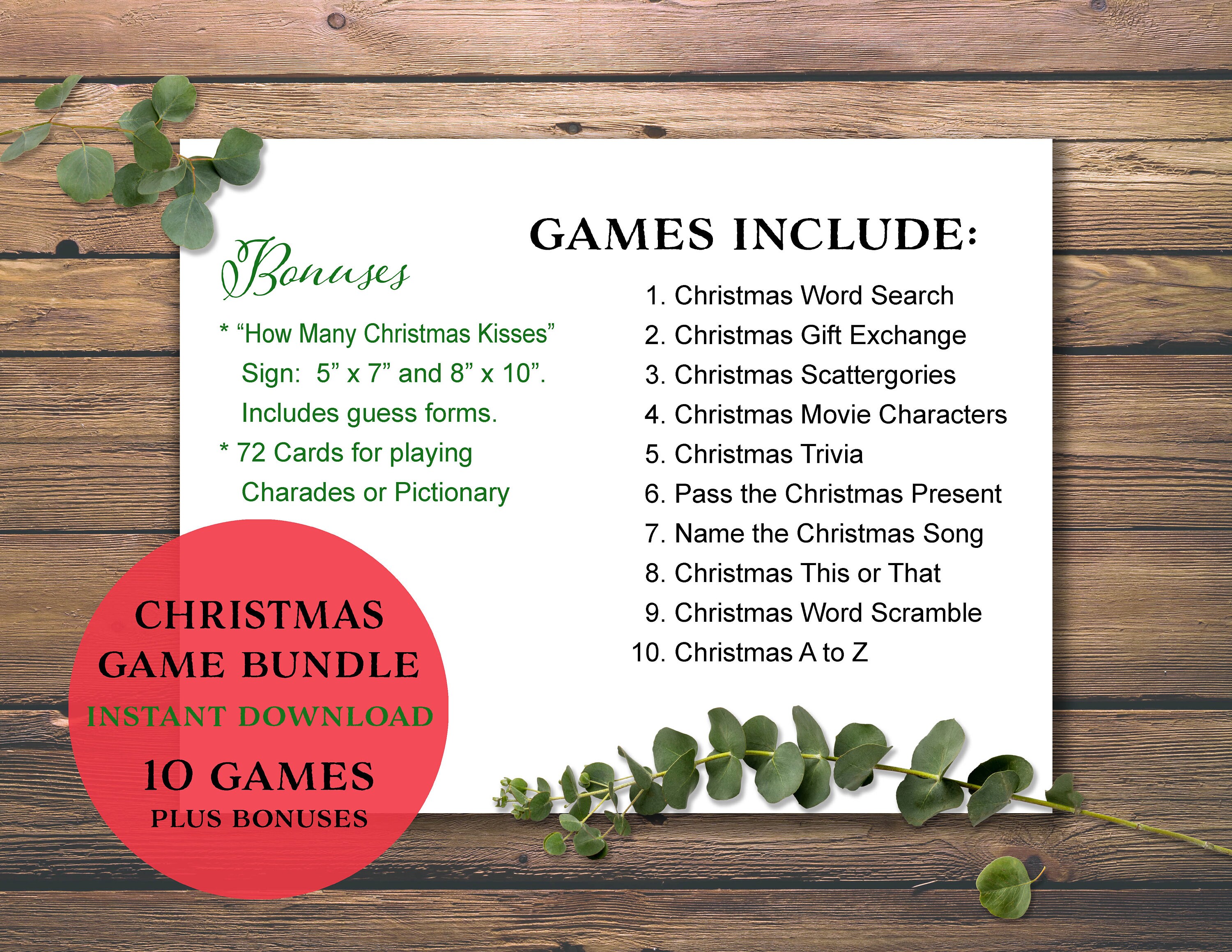 Christmas Games Bundle. Instant Download Printable. Holiday Party Pack ...