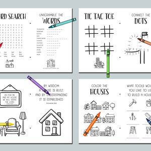 Kid's Home Activity Book. Coloring Book. Instant download printable. Children's Activities Games Puzzles Color. Housewarming party favor. image 4