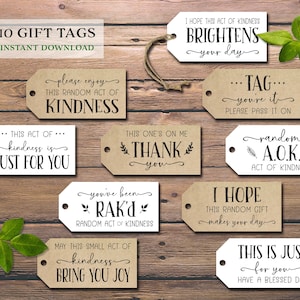 Acts of Kindness Geschenkanhänger. Sofortiger Download zum Ausdrucken. Rustikale Etiketten. Zahlen Sie es Weiter. Drive-Thru-Karten. Vielen Dank RAK Notizen. Zufällige Akt.
