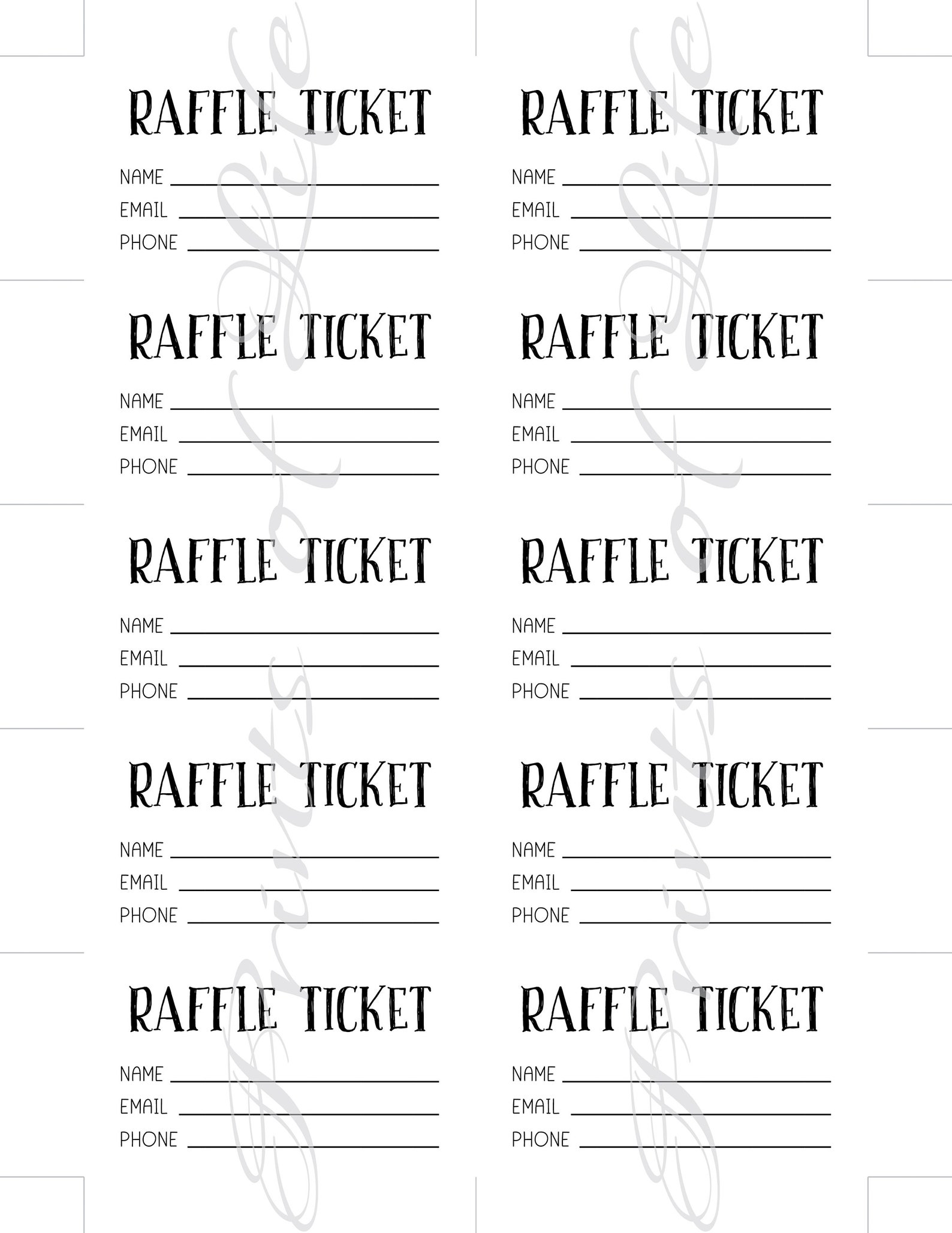 Instant Raffle Raffle Tickets. Instant Download Printable. Ticket and Sign Kit ...