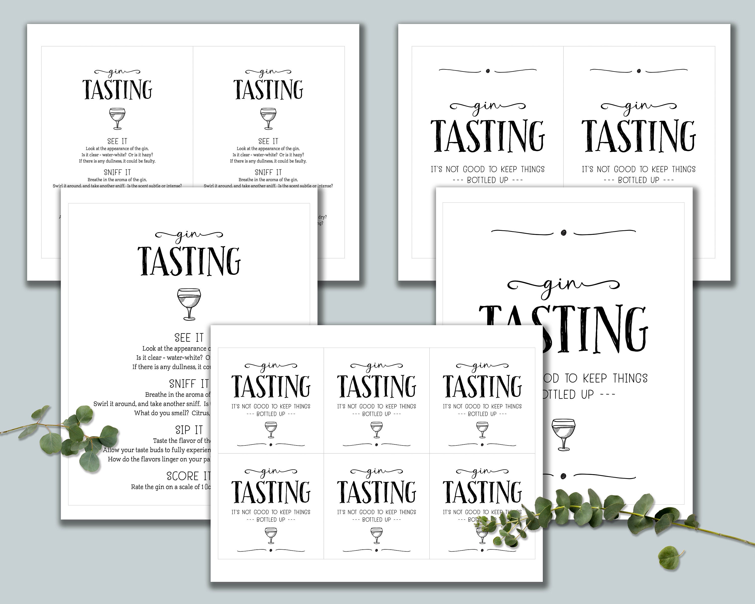 Gin Tasting Party Kit. Instant download printable. Score card Etsy