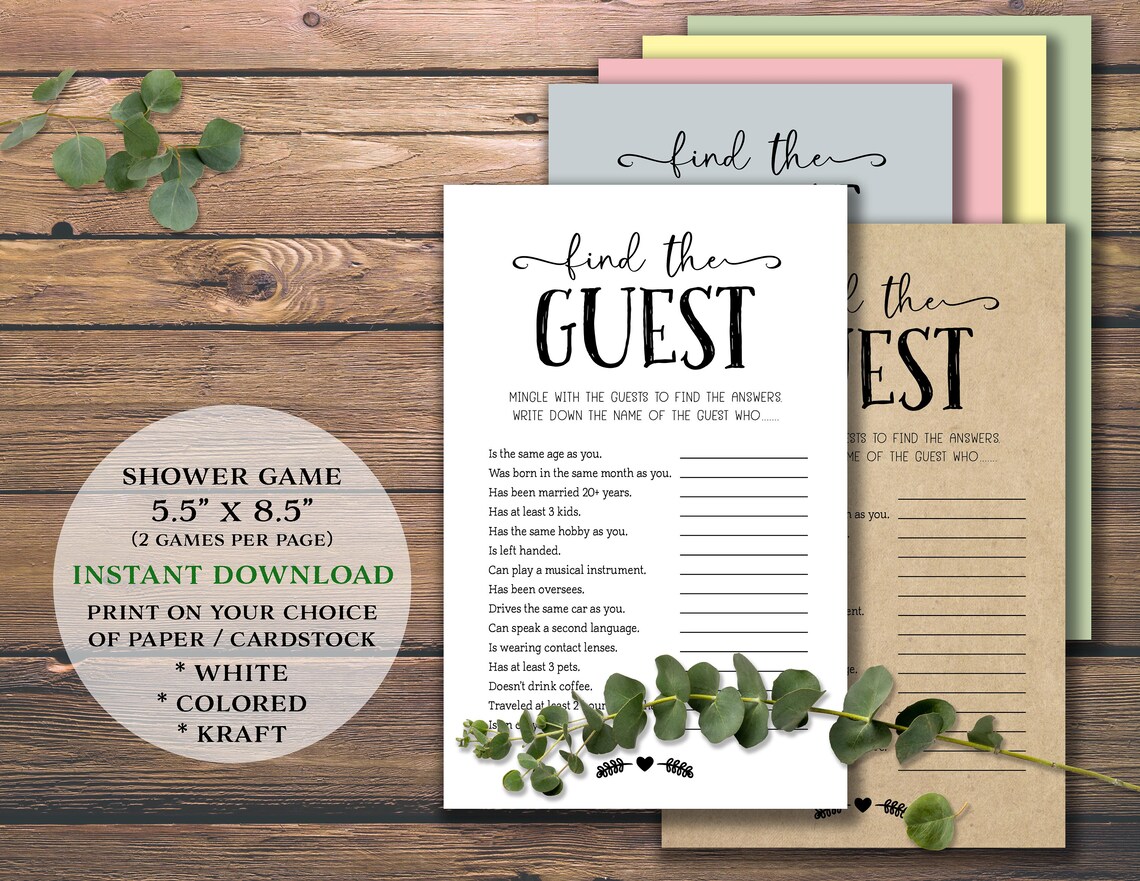 Find the Guest. Instant Download Printable. Bridal Shower - Etsy