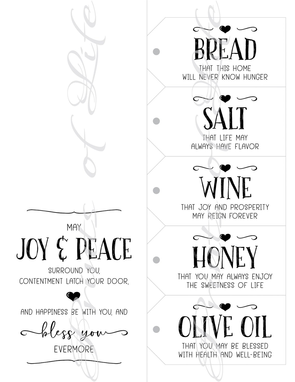 Bread Salt Wine gift Tags & Card. Housewarming basket idea. | Etsy