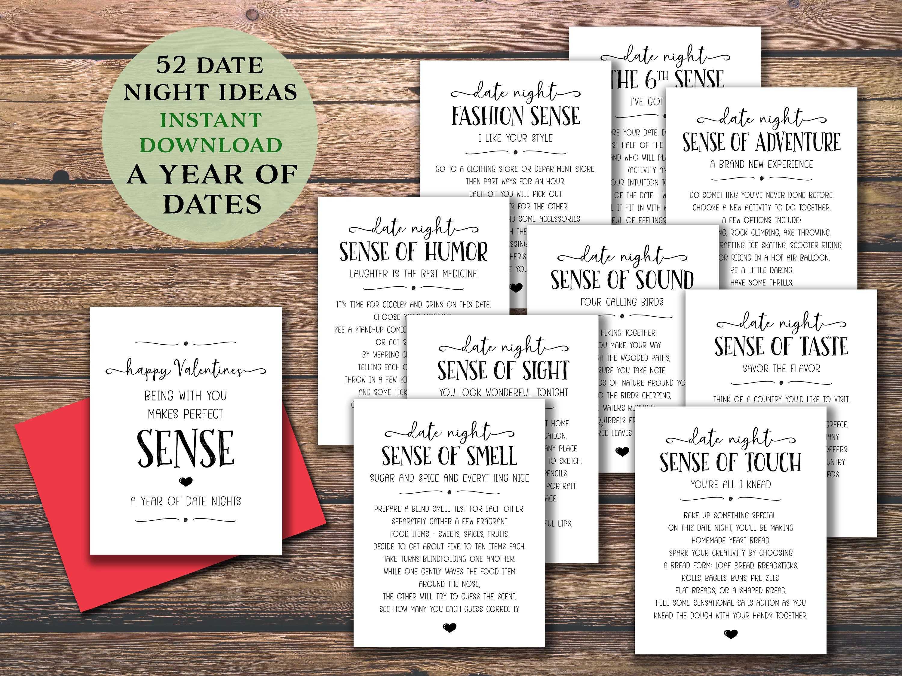 5 Senses Gift Tags & Card for Birthdays, Anniversary, Valentine's Day,  Christmas Romantic Gift Ideas for Husband, Wife, Him or Her LN08 