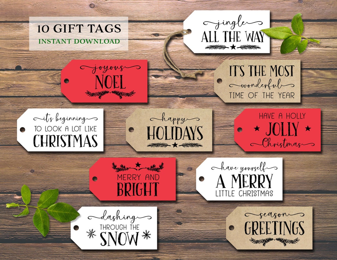 Christmas Gift Tags. Season Greetings. Instant Download Printable ...