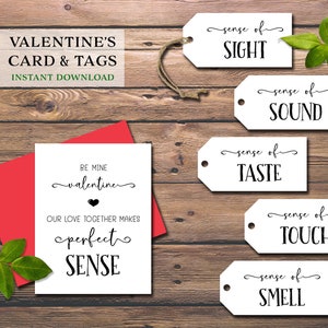 Étiquettes-cadeaux et carte Five Senses. 5 Sens - Cadeau Saint Valentin. Téléchargement instantané imprimable. Pour lui son mari épouse épouse. L'amour de la Saint-Valentin.