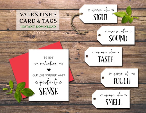 Five Senses Gift Tags Card. 5 Senses Valentine s Day Gift