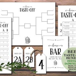 Kit de fiesta para degustar cerveza. Descarga instantánea imprimible. Tarjetas de notas, manteles individuales, etiquetas, rótulos, paquetes de tarjetas. Noche de chicos, cita nocturna, amigos.