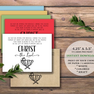 Christelijke kerstkaarten. Lukas 2:10-11. Instant download afdrukbaar. Vakantie wenskaart. U is een Redder geboren, die Christus de Heer is.