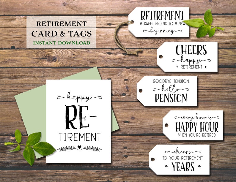 Retirement Card &amp; Gift Tags. Instant Download Printable. Wine - Etsy