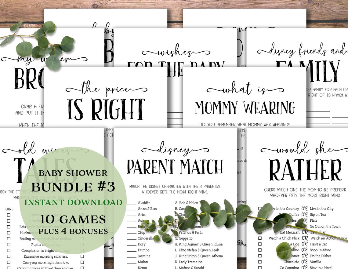 Baby Shower Game Bundle 3. Instant Download Printable. Baby Games Pack ...