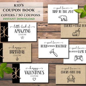 Kids Coupons. Childrens coupon Book. Instant download DIY printable. Christmas Birthday Easter Valentine's Day gift. For child, grandchild. imagem 8