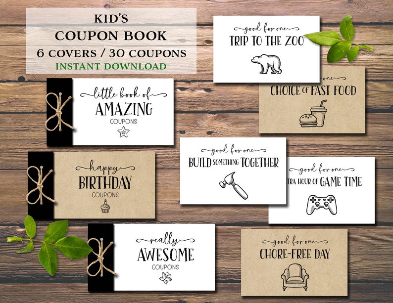 Kids Coupons. Childrens coupon Book. Instant download DIY printable. Christmas Birthday Easter Valentine's Day gift. For child, grandchild. imagem 7