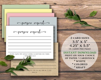 Prayer Request cards and sign. Instant download printable. Christian Bible verse cards. Church prayer requests with scripture. Study group.