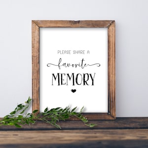 Share a Memory or Words of Love. Instant download printable. Advice & wishes for anniversary, wedding, birthday. Memorial, remembrance cards image 3