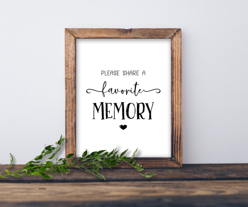 Share a Memory or Words of Love. Instant download printable. Advice & wishes for anniversary, wedding, birthday. Memorial, remembrance cards image 3