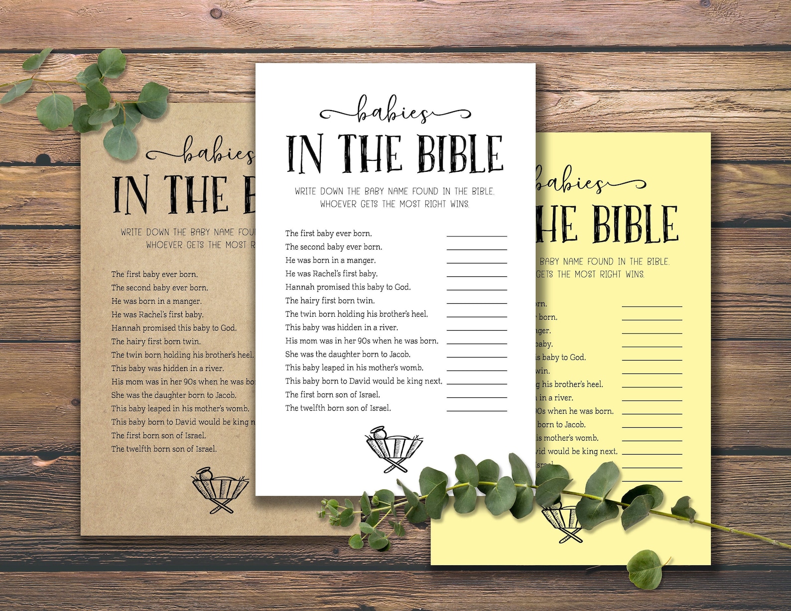 Babies in the Bible. Baby Shower Game. Instant download Etsy